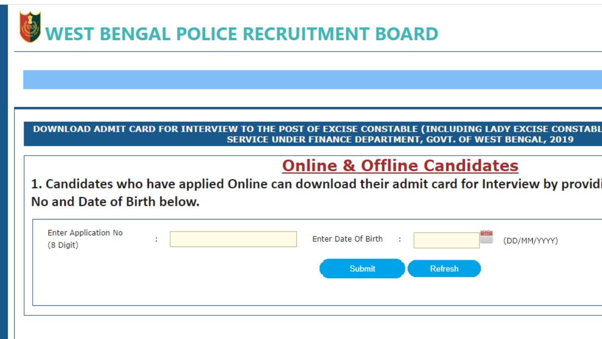 WB Police Excise Constable Admit Card 2022